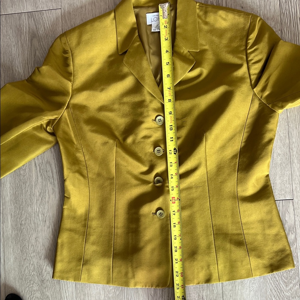 SILK BLAZER ANN TAYLOR LOFT Chartreuse Green Dupioni Silk comfortable holiday - Picture 11 of 15
